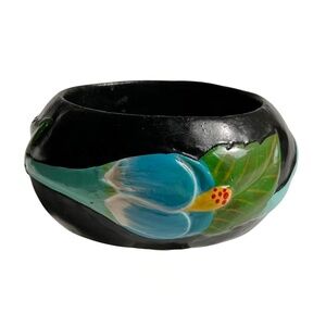 Vintage Hand Painted Wood Bangle Bracelet